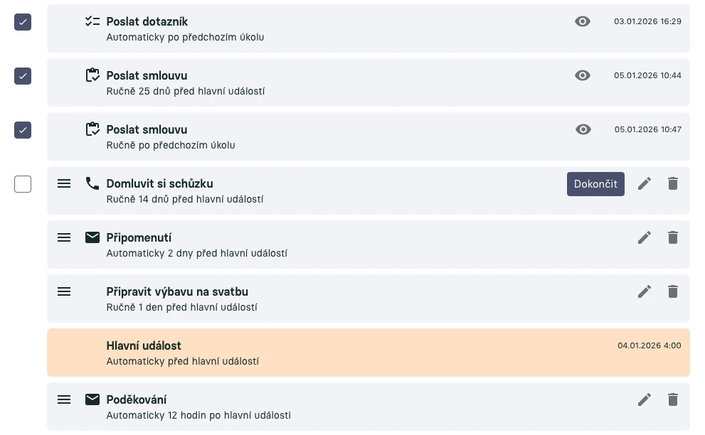 Automatický workflow postup v Evenilu